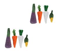 SEWOART 8pcs Bunny Chewing Toy for Pets Teeth Cleaning Molar Plaything for Hamsters Chinchillas and Guinea Pigs Fun Comforting Toys Carrot Eggplant and Corn Designs