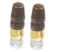 SEWOART 8pcs Copper Sewing Thimbles Vintage Finish Professional Finger Protectors for DIY Crafting Includes 2 Antique Bronze 2 Silver 2 Gold and 2 Red Thimbles