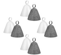 SEWOART 8pcs Sauna Hat Natural Wool Felt Steam Cap with Adjustable Card for Men Women Thick Absorbent Bath Spa Hair Protecting Caps Breathable Handmade Sauna Accessories Banya Steam Rooms