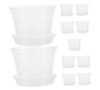 SEWOART 9pcs Clear Orchid Nursery Pots with Saucers Transparent Plastic Slotted Planters for Indoor Outdoor Gardening Stackable Root Monitoring Flower Pots with Efficient Drainage for
