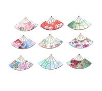 SEWOART 9Pcs Wooden Vintage Style Floral Fan Shaped Pendants DIY Craft Charms for Necklace Bracelet Keychain Decoration Smooth Polished Durable Wooden Adornments