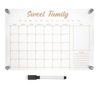 SEWOART Acrylic Erasable Weekly Planner Memo Board with 4 Push Pins and Whiteboard Marker, Multifunctional Note and Message Board for Office and Student Use