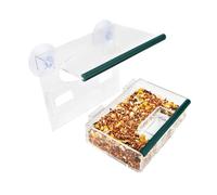 SEWOART Acrylic Window Bird Feeder with Super Strong Suction Cups Removable Tray and Drain Holes for Wild Birds Easy to Install on Glass