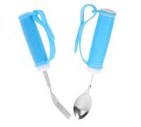 SEWOART Adaptive Eating Utensils for Elderly Lightweight Anti-Shake Spoon Fork Set with Ergonomic Handles Bendable Rehab Cutlery for Weak Grip Stroke Disability and Arthritis Aid