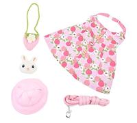 SEWOART Adorable Bunny Harness with Pulling Rope Soft Peach Fabric Medium Size for Pet Rabbits and Small Animals