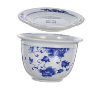 SEWOART Artistic Ceramic Plant Pot with Saucer Durable and White Porcelain Planter for Indoor Succulents Orchids and Garden Plants Elegant Antique Style Flower Planter for Balcony and Home