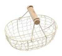 SEWOART Beige Retro Iron Fruit Storage Basket for Kitchen and Home Organisation, Decorative Wire Bread Basket Storage Organizer for Vegetables and Personal Items, for Cupboards and Porch
