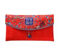 SEWOART Blue Fabric Chinese Wedding Red Envelope for Money Gifts with Retro Elegant Style, Accommodates Necklace and Bracelet, for Bridal Shower or Wedding Gift Presentation