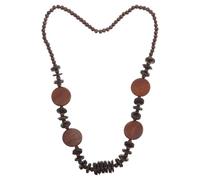 SEWOART Boho Long Chunky Coconut Beads Necklace for Women, Lightweight Natural Wood and Coconut Shell Beaded Necklace with Geometric round Shapes, for Summer Beach Parties and Casual