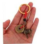 SEWOART Brass Car Charm Pendant Feng Shui Rearview Mirror Ornament with Five Emperor Coins for Wealth and Fortune Moderate Lucky Car Accessories for Women
