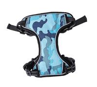 SEWOART Breathable Oxford Cloth Dog Harness Vest with Tape Chest Straps Camouflage Blue Small Comfortable Mesh Lining Back Ring Leash Connector for Safe Outdoor Walking and Control