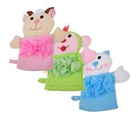 SEWOART Cartoon Bath Gloves 3pcs Baby Bath Mittens Newborn to Boys and Girls Sponge Mittens Camping Trips