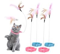 SEWOART Cat Collar Set 4 Pieces Interactive Cat Toys Kitten Chasing Plaything Pet Collar Teaser for Indoor Outdoor Activities