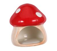 SEWOART Ceramic Aquarium Mushroom House Decor for Fish Tank Landscape Hide Cave Habitat for Betta Shrimp Goldfish Resting and Breeding Natural Scenic Pottery Ornament in Red