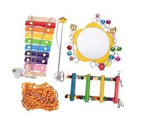SEWOART Chicken Swing for Coop Hanging Play Kit with Ladder Mirror For Hens and Chicks Wood and Plastic Enrichment Accessories to Reduce Aggression and Loneliness