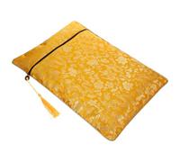 SEWOART Chinese Style Zipper Pencil Bag 24x34cm Yellow Dragon Pattern Book Storage Pouch Multi-Purpose Zippered Notebook and Stationery Case for Travel and School