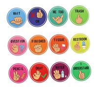 SEWOART Classroom Hand Signal Posters for School Nonverbal Communication Tools for Teachers Visual Cues for Kindergarten Special Education Easy to Install Pastel Decor for Bulletin Boards