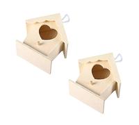 SEWOART Creative Wooden Bird Nest Feeder Heart Shaped Hanging Bird House with Sturdy Rope for Outdoor Decoration to Your Garden Living Space