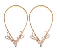 SEWOART Deer Horn Curtain Holder Pair with Elastic Iron Rope, No Tools Required, Golden Deer Head Shape Tiebacks for Kitchen and Office, Delicate and Luxurious Home Curtain Tiebacks Decor