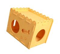 SEWOART Detachable Yellow Felt Cat House with Breathable Cat Scratching Board and Kitten Resting Nest 400x300x300mm for Indoor Pet Use