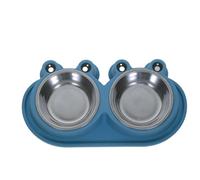 SEWOART Double Cat Food and Water Bowl with Anti-ant Moat Design Portable Stainless Steel Pet Feeder for Small to Medium Cats and Dogs Lightweight Outdoor Dog Bowl for Travel and Home Use