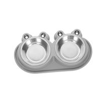 SEWOART Double Pet Feeder Bowl for Small Dogs and Cats Non-spill Stainless Steel Food and Water Dish with Anti-ant Moat Design Puppy and Kitten Feeding for Indoor and Outdoor Use