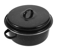 SEWOART Enamel Roasting Pan with Lid 24cm Double Handle Multi-Function Household Cooking Pot for Outdoor Barbecue and Baking Sweet Potatoes