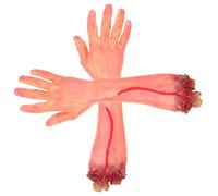 SEWOART Fake Severed Hands and Horror Atmosphere, Artificial Leather 2 Pcs Halloween Prop with Realistic Appearance and Cotton Filling for Haunted House Decor and Cosplay