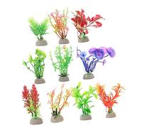 SEWOART Fish Tank Plant Holder Ornament 10pcs Plastic Fake Water Plants Aquatic Decorations for Aquarium Tank