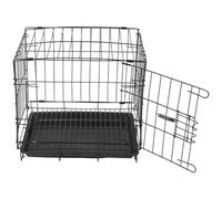 SEWOART Foldable Small Pet Dog Crate with Plastic Tray, Metal Wire Travel Kennel for Cats, Rabbits, and Small Dogs, Portable Indoor Outdoor Folding Pet Carrier Cage 35x26x32cm Black