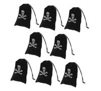 SEWOART Halloween Pirate Party Bags 8pcs Skull Pattern Drawstring Bags Coin Candy Pouches Treasure Pouch for Boys and Girls