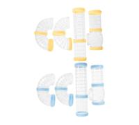 SEWOART Hamster Tubes and Tunnels Kit Plastic Diy External Tunnel for Hamster Cage Connector, 2 Sets Yellow and Blue for Small Pets Adventure