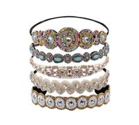 SEWOART Handmade and Cloth Material 5pcs Rhinestone Beaded Headband with Shining Hair Decor, Rhinestone Bead Glass String for Women Suitable for Party and Daily Life Accessories