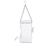 SEWOART Hanging Acrylic Bird Cage Feeder with Window Viewing Durable Parrot Supply for Outdoor Feeding Capacity Transparent Bird Food Dispenser