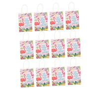 SEWOART Hawaiian Tropical Party Supplies 12pcs Flamingo Paper Bags Fillers for Boys and Girls' Parties Baby Showers