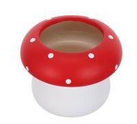 SEWOART Large Mushroom Utensil Holder with Drainage Hole, Glossy Red Ceramic Kitchen Tool Organizer, Stable Cylindrical Shape with White Polka Dot Pattern, for Countertop Storage