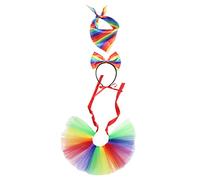 SEWOART Medium Dog Costumes Rainbow Princess Tutu Scarf Set Headband for Pride