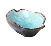 SEWOART mini Dessert Appetizer Plates Blue Porcelain Small Fish Shaped Seasoning Dish Multi-Purpose Serving Tray for Sweet Treats and Snacks