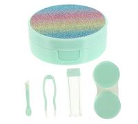 SEWOART Mini Frosted Lens Case Travel Supply for Eye Care Lens Organizer Tweezers Holder for Lens Leakproof Design Rainbow Design Set of 1