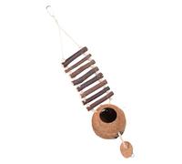 SEWOART Natural Coconut Shell Bird Nest with Ladder for Birds and Small Animals, Pet Hideaway House Breeding Nest Suitable for Budgies, Parakeets, and Cage Use