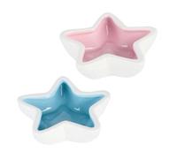 SEWOART Pet Feeding Container 2pcs Ceramic Bowls Star Design Non-slip Lead-free Suitable for Multiple Pets Random Color