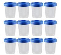 SEWOART Plastic Measuring Cups Sturdy Pp Material 25pcs 120ml with Screw Lid Leak-proof Design, Blue Graduated Specimen Cups Sample Containers for Laboratory and Pathology Use