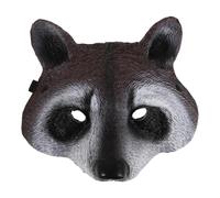 SEWOART Realistic PU Raccoon Half Face Mask Brown Adjustable Strap | 3D textured animal face cover, breathable lightweight build for adults, vivid print resists fading and peeling, for