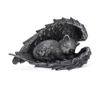 SEWOART Resin Angel Wings Cat Decoration Lightweight and Smooth Memorial Statue with Cute Design, Realistic Sleeping Cat Ornament for Garden and Home Outdoor Décor