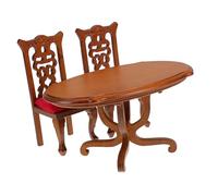 SEWOART Scale Oval Dining Table with High Back Chairs Sturdy Wood Kitchen Decor Accessories Kit for Dollhouse and Mini Kitchen Supplies