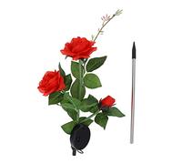 SEWOART Solar Rose Flower Light Outdoor Garden Solar Powered 3-Head Red Garden Stake Light for Yard Landscape Decoration