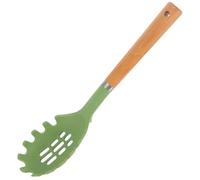 SEWOART Spaghetti Pasta Cooking Preparation for Kitchen Random and Daily Green Silicone Fork Server with Wooden Handle, Practical Spoon Easy to Clean Color