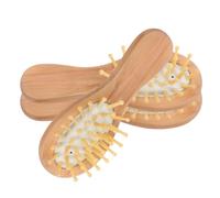 SEWOART Stylish Wooden Massage Set Mini Portable Airbag Comb and Cushion Massager Comb Made from Wood and Rubber Safe to Use for Stress Relief for Ladies