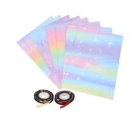SEWOART Valentine's Day Wrapping Paper 70x50cm 10pcs Rainbow Gradient Paper Flower Bouquet Wrapping Birthday Wedding Decorations Elegant Gold Ribbons