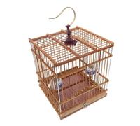 SEWOART Vintage Bamboo Goldfinch Cage with Removable Tray Rectangular Carbonized Purple Birdcage for Songbirds and Zosterops Stable Indoor Habitat with Intricate Weaving and User Friendly